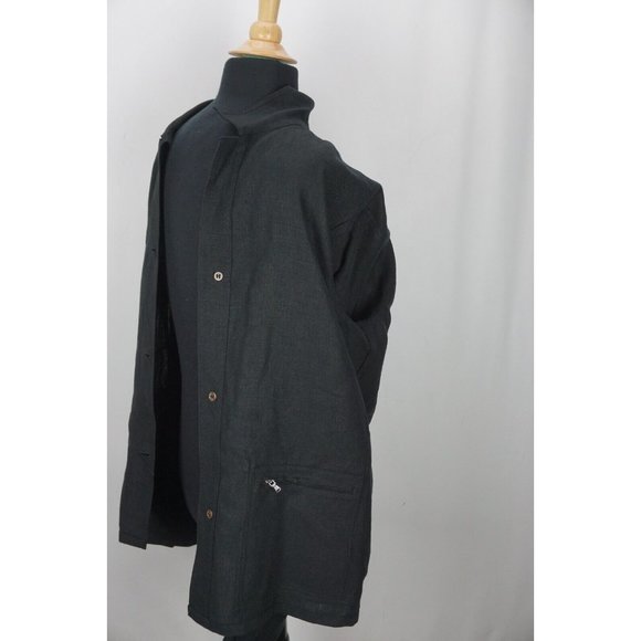 Anderson & Sheppard Savile Row Black Cotton Button Up Mens French Jacket Sz XL - Picture 6 of 10